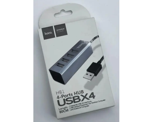Хаб USB Hoco HB1 Line Machine на 4 порти (Сірий)