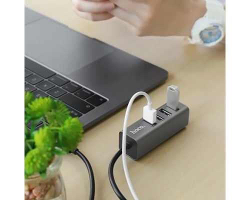Хаб USB Hoco HB1 Line Machine на 4 порти (Сірий)