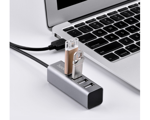Хаб USB Hoco HB1 Line Machine на 4 порти (Сірий)
