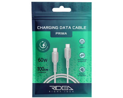 Кабель USB Ridea RC-M221 Prima 60W Type-C to Type-C (Білий)