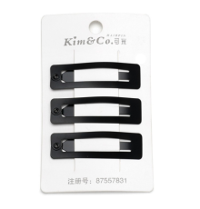 Набір заколок-хлопушок для волосся 5см уп 3шт матовий чорний (52-15651)