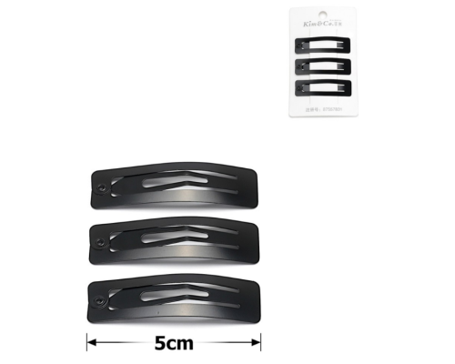 Набір заколок-хлопушок для волосся 5см уп 3шт матовий чорний (52-15651)