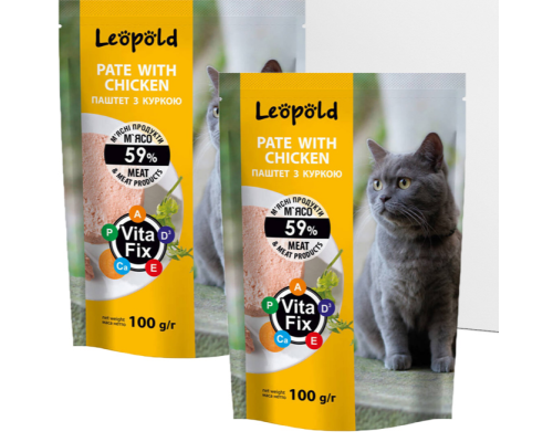 Корм для котів Паштет з куркою 100г "Леопольд"