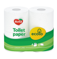 Папір туалетний "Ecolo" 4рул 2ш білий