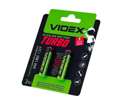Батарейки Videx TURBO ААA R3 (мізинчикова) 1,5В 2шт.