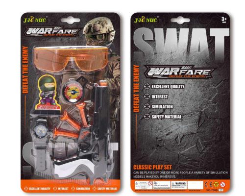 Пістолет кулі на присосках окуляри,годинник,мішень,компас,на аркуші 38см №706D-05