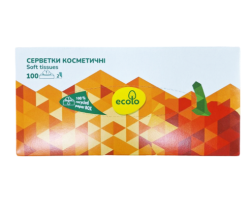 Серветки косметичні "Ecolo" 100л 2ш білі пенал