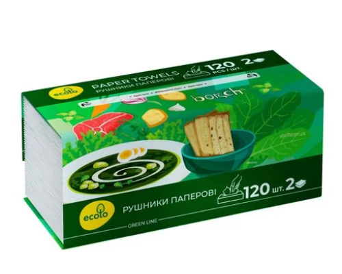 Рушники паперові "Ecolo" V-склад.120л