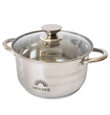 VC-3184-22 Каструля 4,5л "Vincent" з корозійностійкої сталі з кришкою