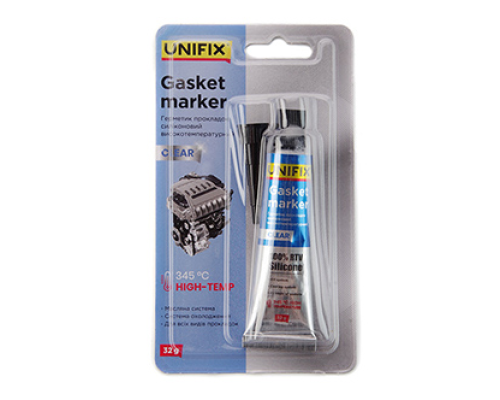 Герметик прокладок силіконовий високотемпературний прозорий 32 г  (UNIFIX) 940036