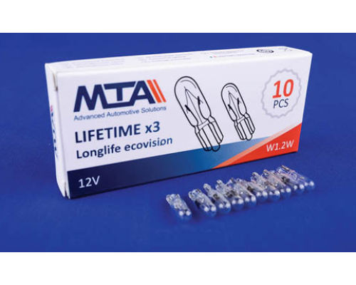 Автомобільна лампа 12V W1.2W 2 contact/безцокольна 1шт MTA