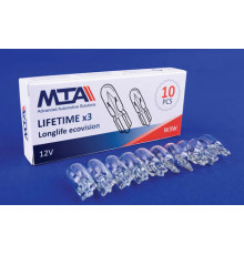 Автомобільна лампа 12V W3W 2 contact/безцокольна картон 1шт MTA
