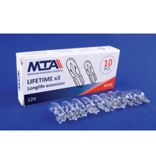 Автомобільна лампа 12V W5W 2 contact/безцокольна картон 1шт MTA