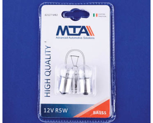 Автомобільна лампа 12V R5W BA15S 1 contact блістер (2 шт.)  (MTA)