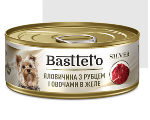 Basttet`O для собак SILVER Яловичина з рубцем і овочами для собак, жб 85 г