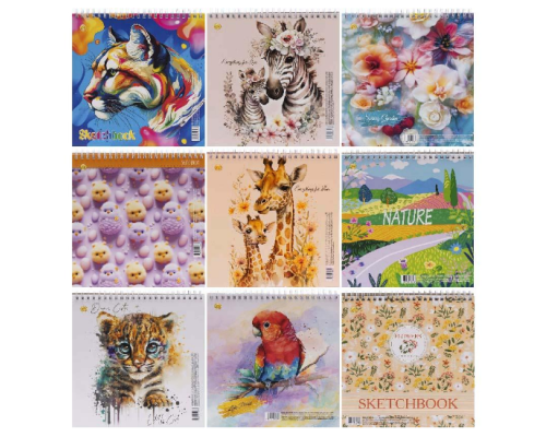 Блокнот скетчбук 200*200мм 30аркушів, спіраль, альбомний папір 120 гр./м2 ТМ "Тетрада" ТЕ461388