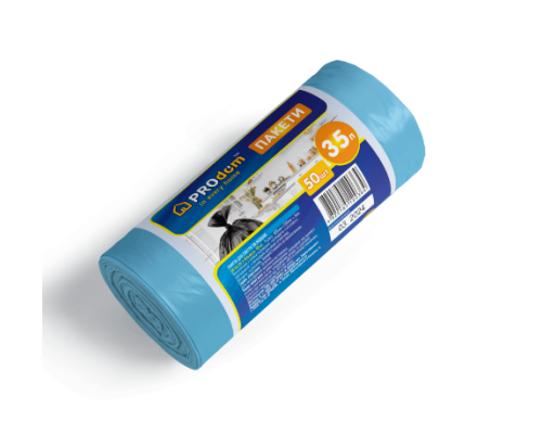 Пакети для сміття 35*50 сині ТМ PROdom (60)