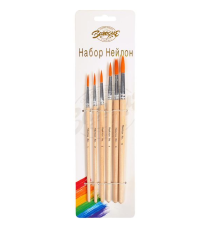 Набір пензликів круглих 6шт "Нейлон" Barogue 764