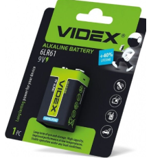 Батарейка VIDEX 6F22 Крона 9V 1шт. (Зелена)