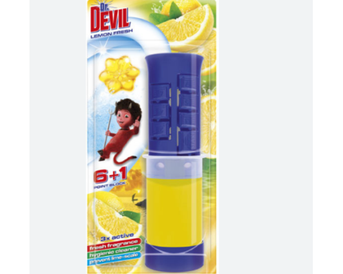 Dr.DEVIL 3 in 1 WC Point Block Lemon fresh 45 ml 6+1/Туалетний точковий блок Лимонна свіжість/10