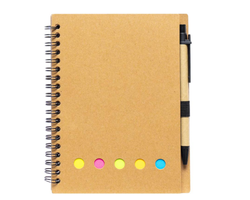 Блокнот В6 на спіралі 64ар. з набором стікерів та ручкою