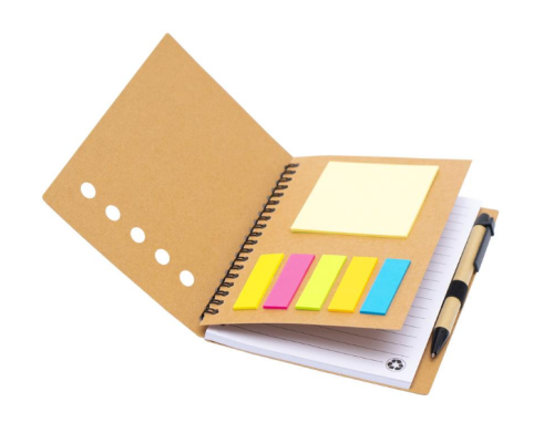 Блокнот В6 на спіралі 64ар. з набором стікерів та ручкою