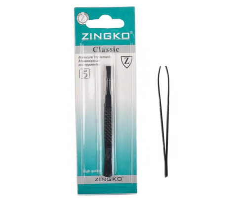 Пінцет прямий "Zingko Classic" сталь, чорний 10см X1-13/06854