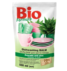 Bio Formula бальзам д/миття посуду дой-пак 500мл авокадо/алоє