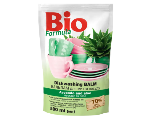 Bio Formula бальзам д/миття посуду дой-пак 500мл авокадо/алоє