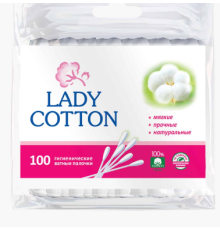 Lady Cotton Палички ватні в поліетиленовому пакеті 100шт