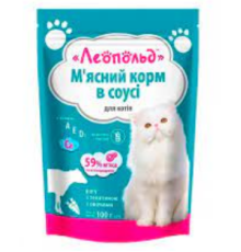 Корм для котів Рагу з телятиною в соусі з овочами 100г "Леопольд"