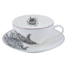 A0530-CS410-C Чашка чайна з блюдцем 400 мл «Astera» Charm Floral Black Color