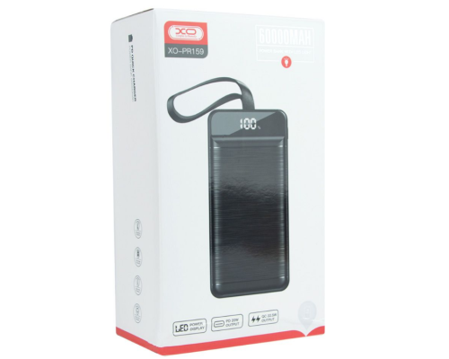 Універсальна Мобільна Батарея Power Bank XO PR159 QC22.5W PD20W digital display, with light, 60000 m