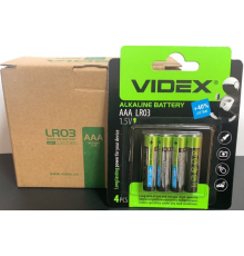 Батарейка Videx Alkaline ААА R3 (мізинчикова) 1,5В Зелена 1шт. (40)