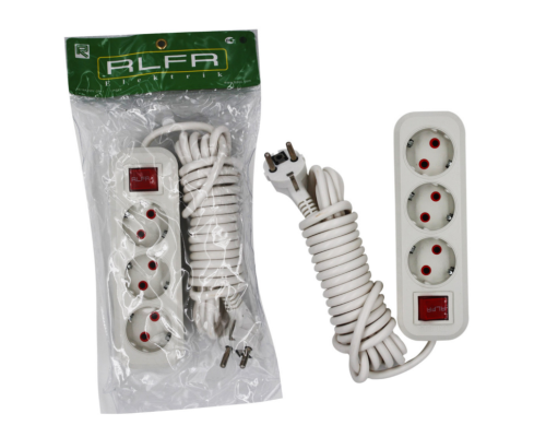 Подовжувач 5м з вимикачем з заземлення