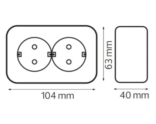 Розетка накл. 2-а 16А Чорна EVA