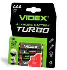 Батарейки Videx TURBO ААА R3 (мізинчик) 1,5В 4шт.