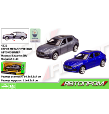 Машина мет.АВТОПРОМ арт. 4321 (96шт/2) 1:43 Maserati Levante SUV,2 кольори, відк.двері, короб. 14,5*