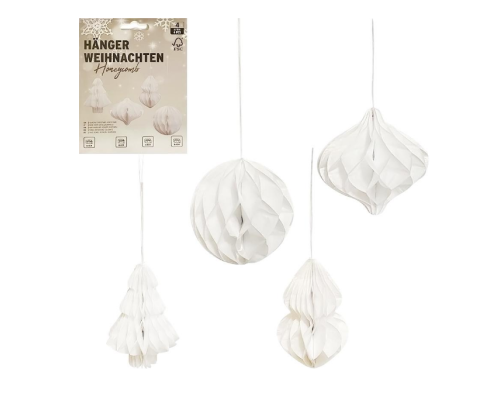 Набір підвісних паперових новорічних прикрас 4шт “Фігури” CG-3