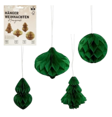 Набір підвісних паперових новорічних прикрас 4шт “Фігури” CG-3