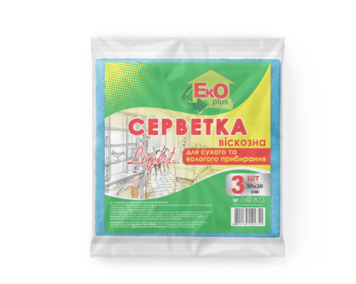 Серветки віскозні Ekoplus 3-х шт (100)