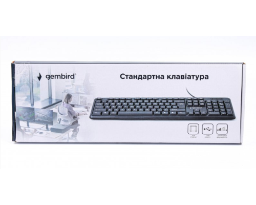 Клавіатура Gembird KB-U-103-UA, стандартна розкладка, USB, українська розкладка, чорний колір