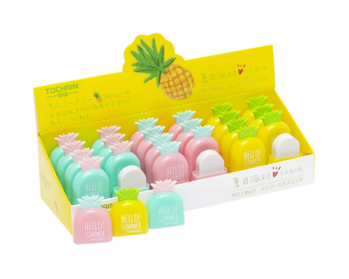 Гумка кольорова у футлярі Ананас