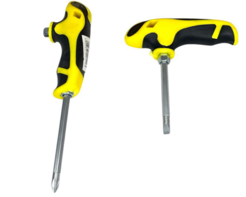 Викрутка двостороння пл. жовто-чорна ручка Т-форма 4д