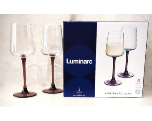 P9603 Посуд скляний «Luminarc» Contrasto Lilac - набір келихів для вина 250мл (по 6шт)