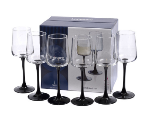 P8922 Посуд скляний «Luminarc» Contrasto - набір келихів для вина 250мл (по 6шт)