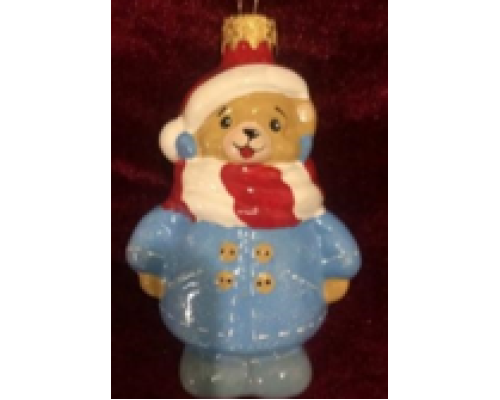 Скляна іграшка 1195 Ведмедик в кожушку