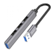 Хаб USB Hoco HB26 4 in 1 adapter(USB to USB3.0+USB2.0*3) (Сiрий)