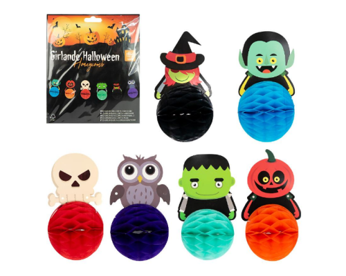 Гірлянда об'ємна з 6 персонажами на Halloween 300см