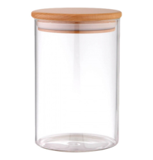 Банка з бамбуковою кришкою 10*15см